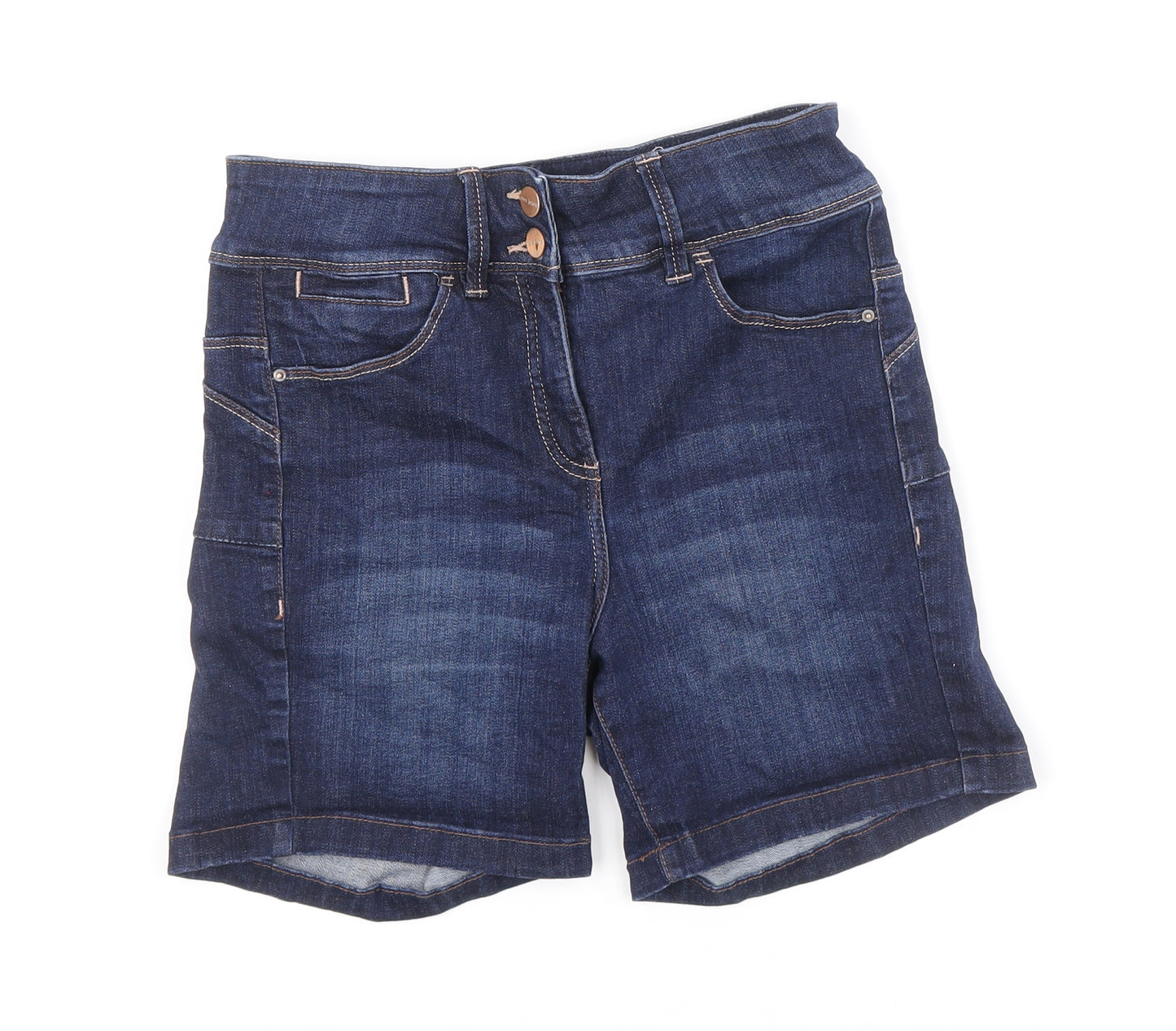 NEXT Womens Blue Cotton Basic Shorts Size 10 L5.5 in Regular Zip