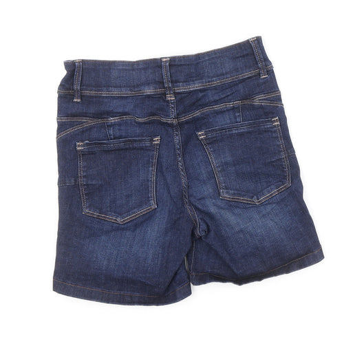 NEXT Womens Blue Cotton Basic Shorts Size 10 L5.5 in Regular Zip