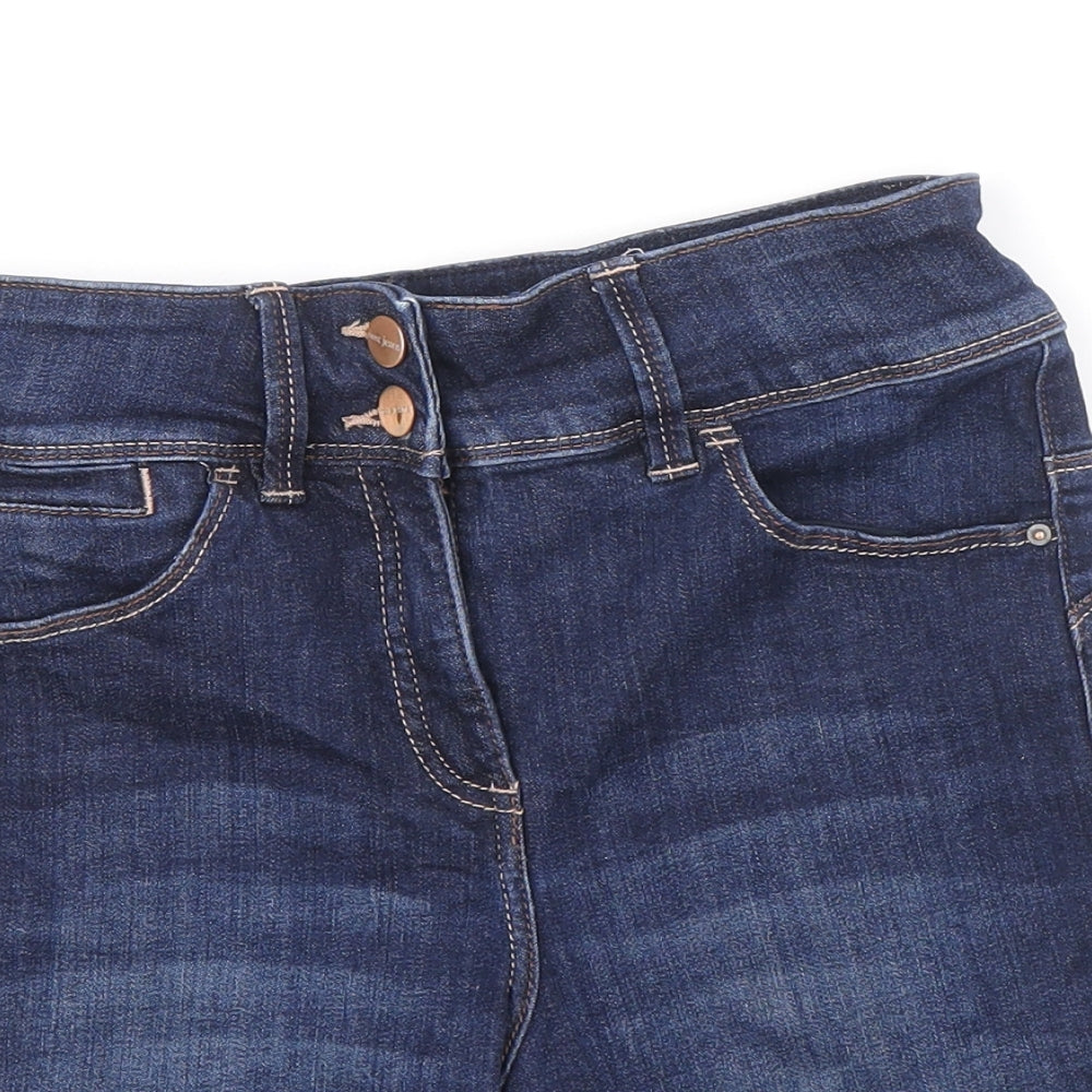 NEXT Womens Blue Cotton Basic Shorts Size 10 L5.5 in Regular Zip