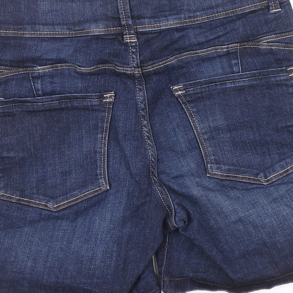 NEXT Womens Blue Cotton Basic Shorts Size 10 L5.5 in Regular Zip