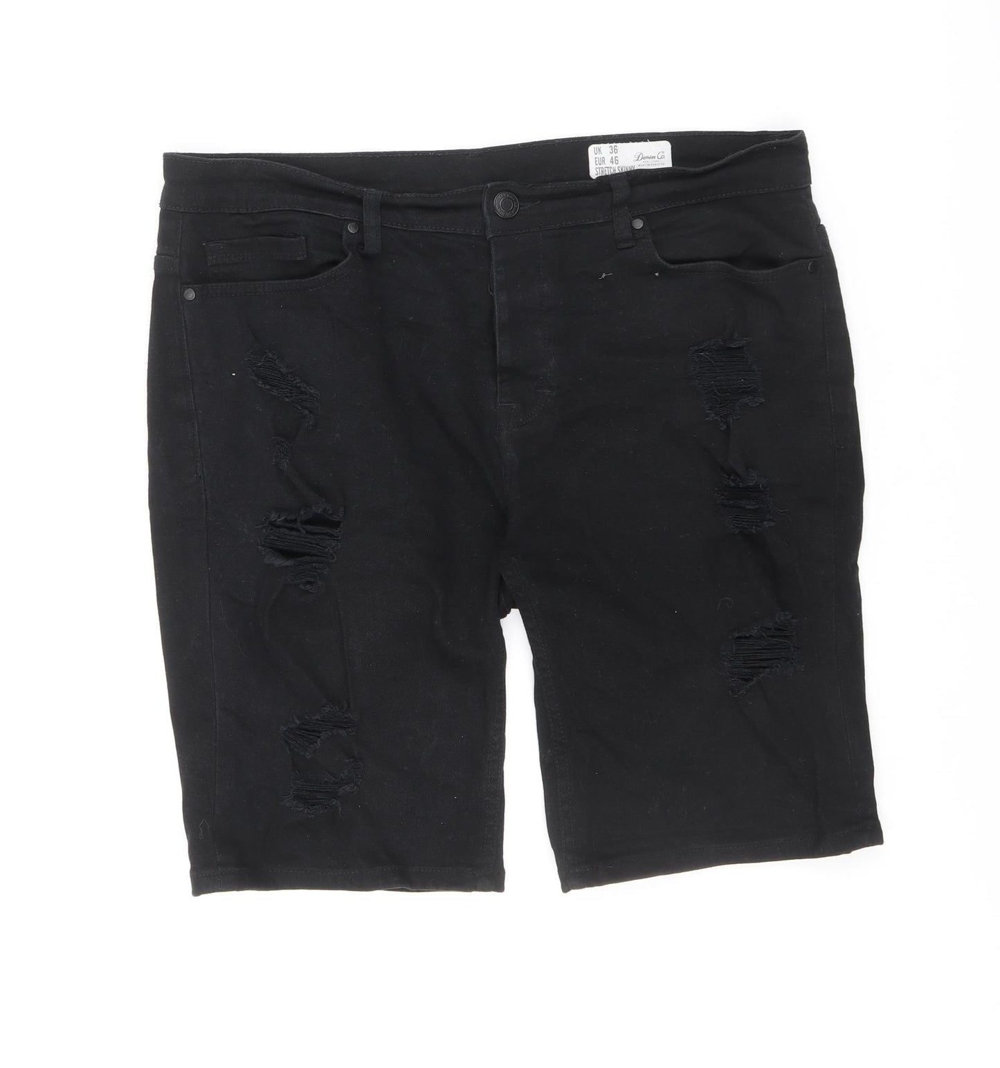 Denim & Co. Mens Black Cotton Chino Shorts Size 36 in L10 in Regular Button