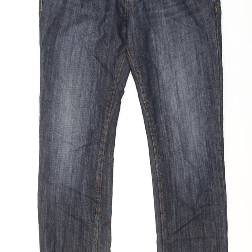 Denim & Co. Mens Blue Cotton Straight Jeans Size 34 in Regular Button