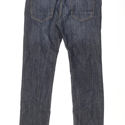 Denim & Co. Mens Blue Cotton Straight Jeans Size 34 in Regular Button