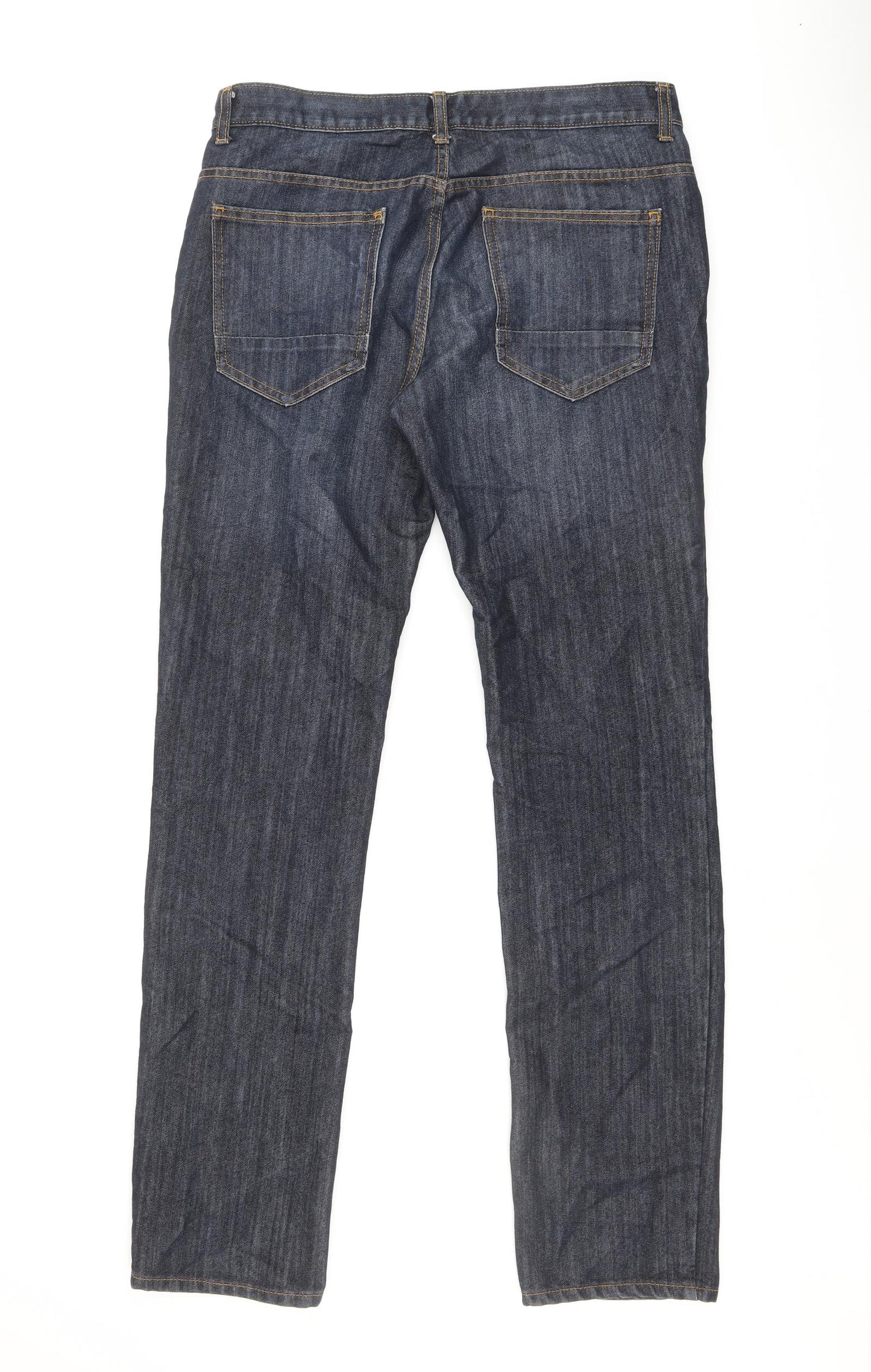 Denim & Co. Mens Blue Cotton Straight Jeans Size 34 in Regular Button