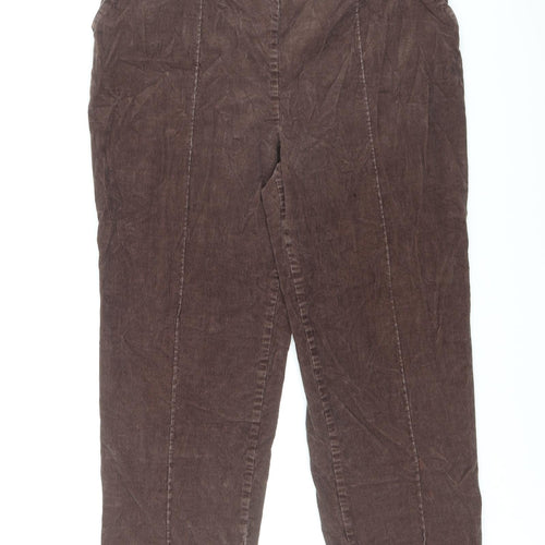 Marks and Spencer Womens Brown Cotton Trousers Size 18 L24 in Regular