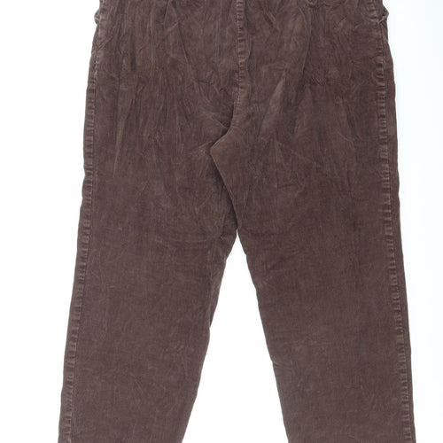 Marks and Spencer Womens Brown Cotton Trousers Size 18 L24 in Regular