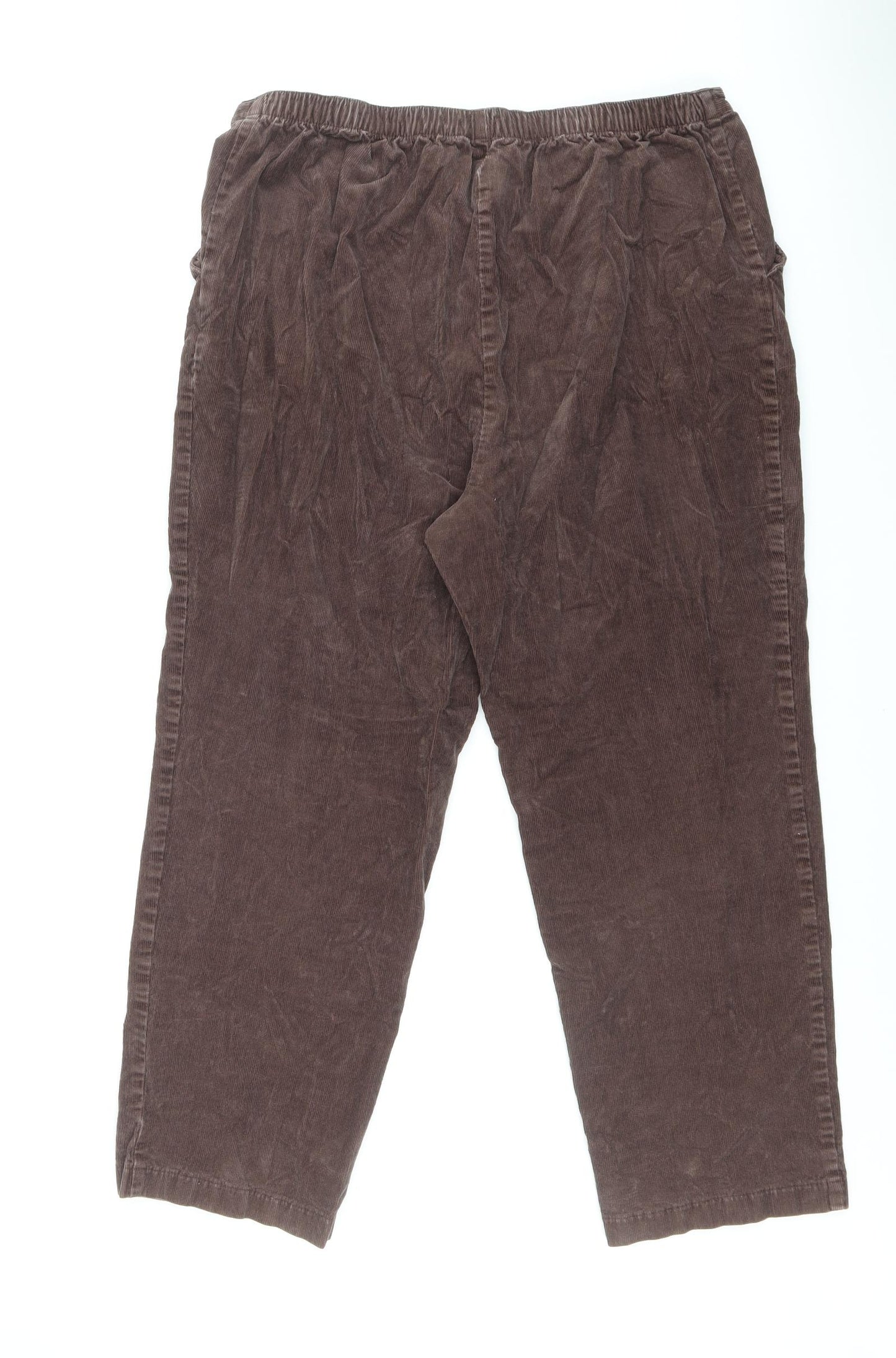 Marks and Spencer Womens Brown Cotton Trousers Size 18 L24 in Regular
