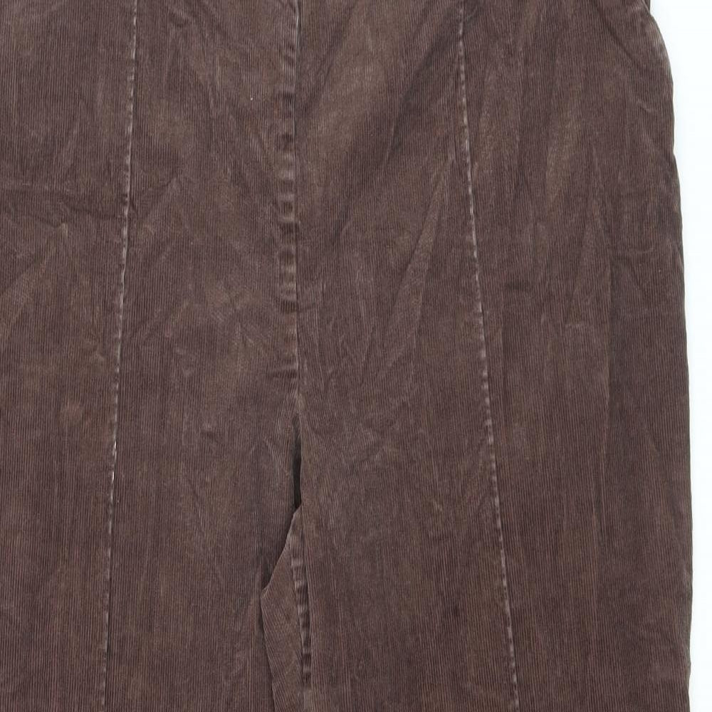 Marks and Spencer Womens Brown Cotton Trousers Size 18 L24 in Regular