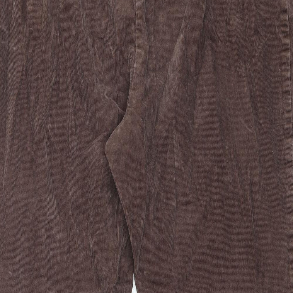 Marks and Spencer Womens Brown Cotton Trousers Size 18 L24 in Regular