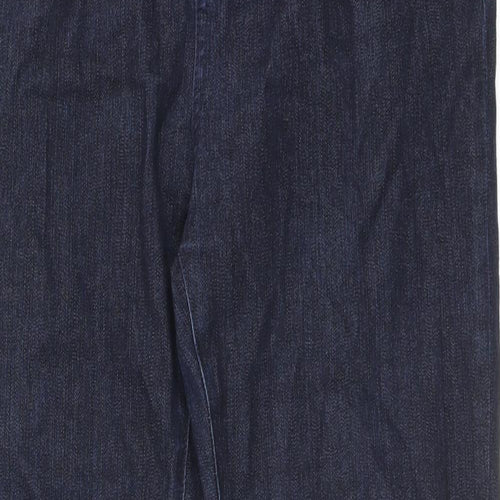 Marks and Spencer Womens Blue Cotton Straight Jeans Size 14 L26.5 in Regular Zip