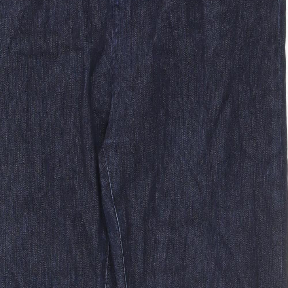 Marks and Spencer Womens Blue Cotton Straight Jeans Size 14 L26.5 in Regular Zip