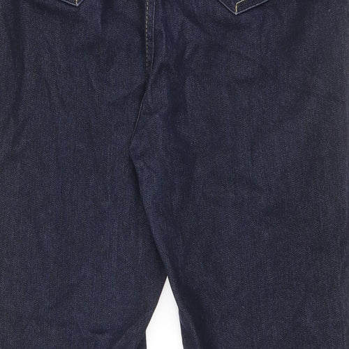 Marks and Spencer Womens Blue Cotton Straight Jeans Size 14 L26.5 in Regular Zip