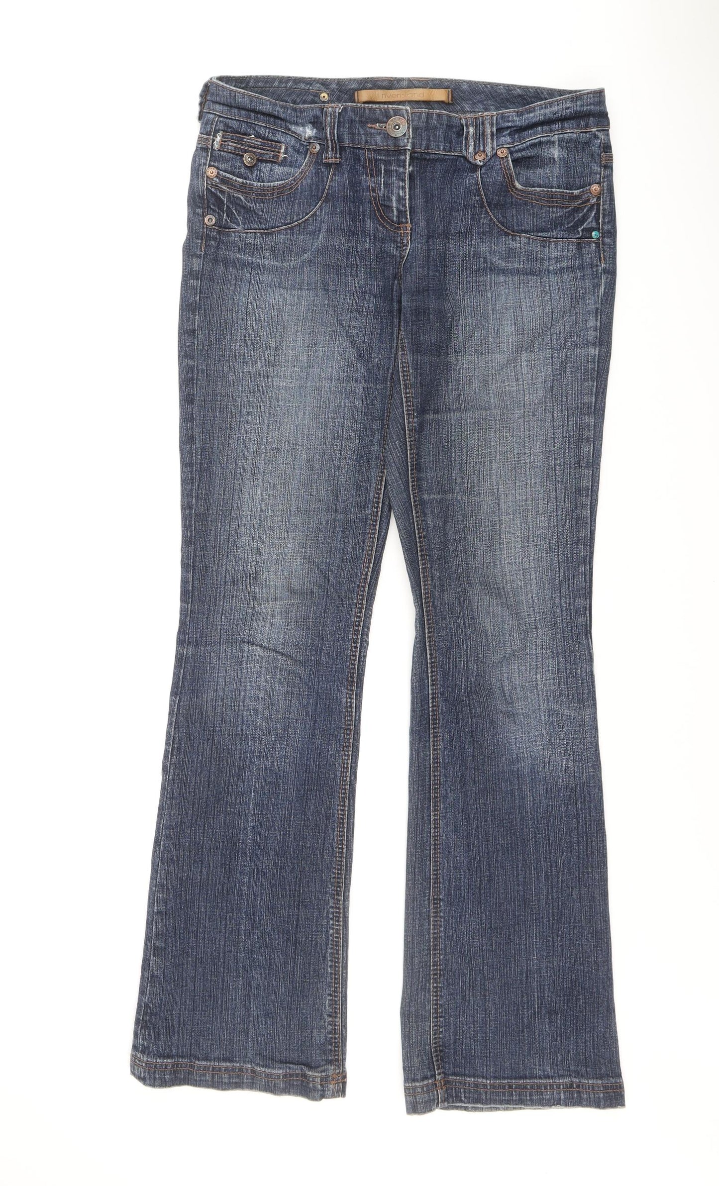 River Island Womens Black Cotton Bootcut Jeans Size 10 L31 in Regular Zip