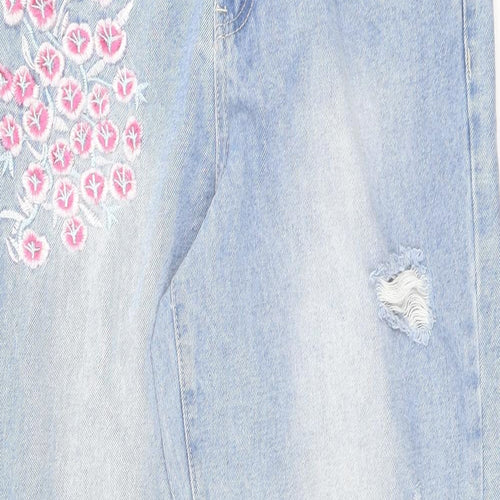 Denim & Co. Womens Blue Cotton Tapered Jeans Size 12 L29 in Regular Zip