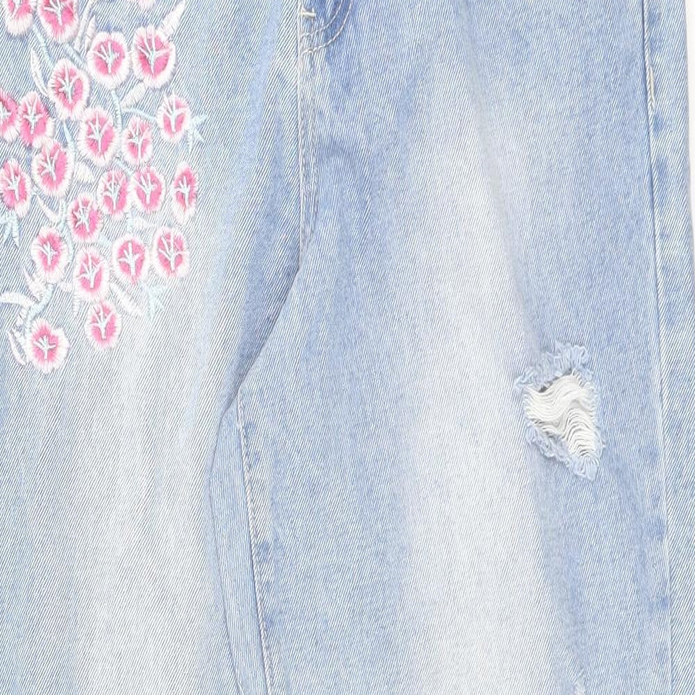 Denim & Co. Womens Blue Cotton Tapered Jeans Size 12 L29 in Regular Zip