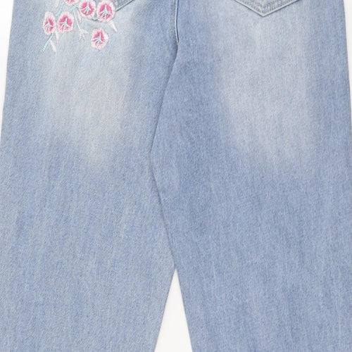 Denim & Co. Womens Blue Cotton Tapered Jeans Size 12 L29 in Regular Zip