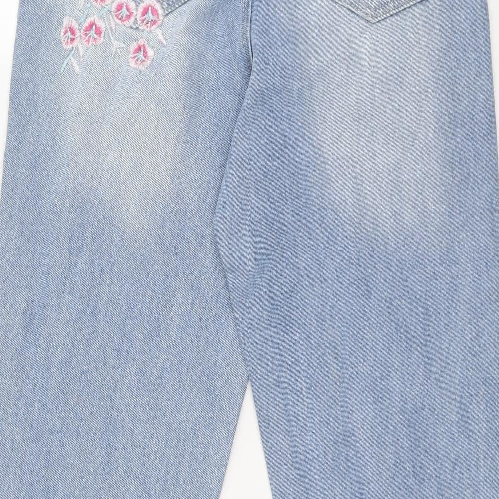 Denim & Co. Womens Blue Cotton Tapered Jeans Size 12 L29 in Regular Zip