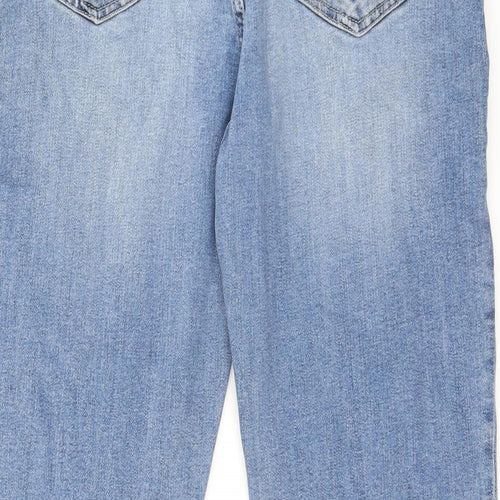 Marks and Spencer Womens Blue Cotton Tapered Jeans Size 14 L26 in Slim Zip