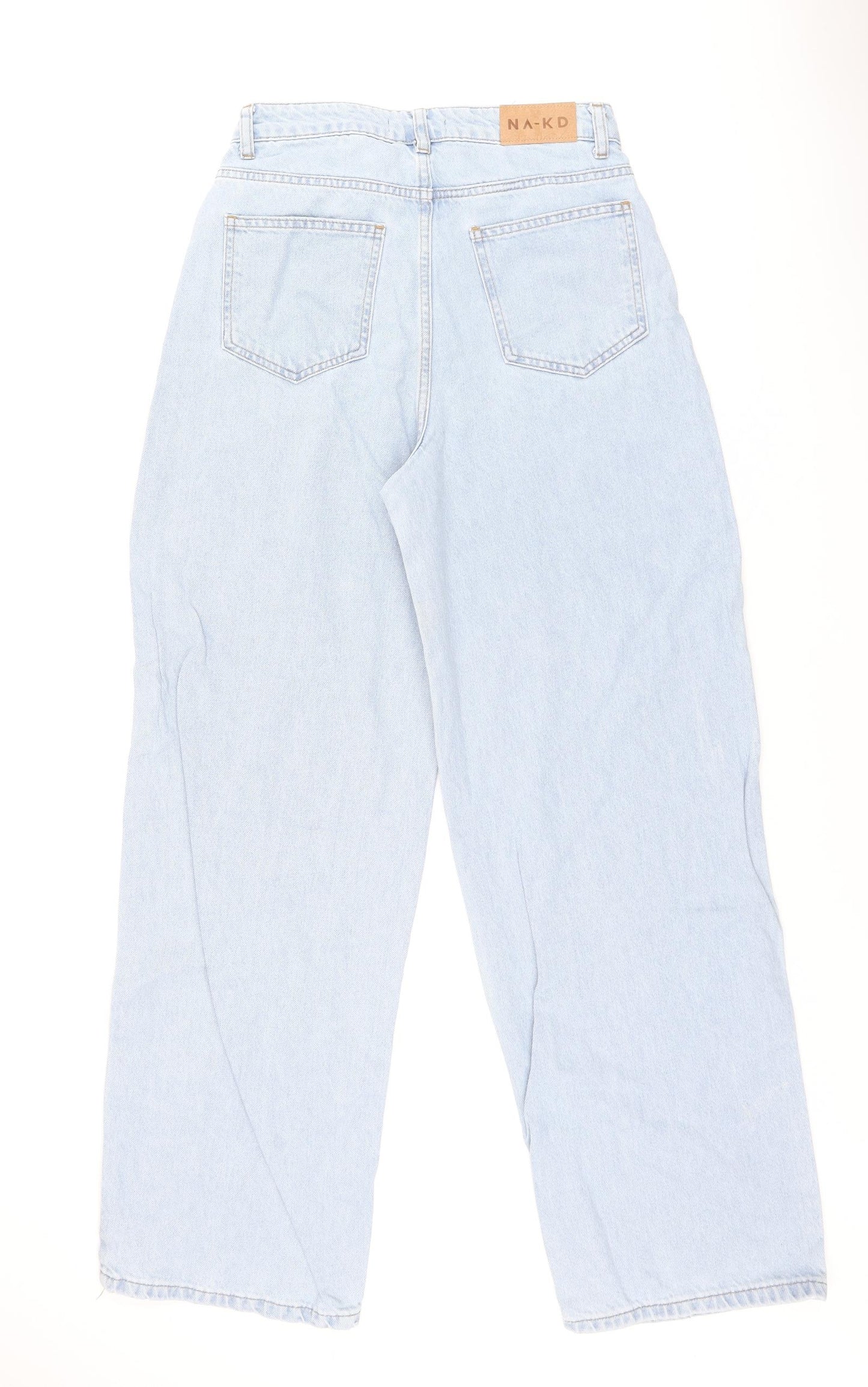 NA-KD Womens Blue Polyester Mom Jeans Size 8 L30 in Regular Zip