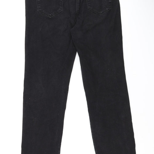 Bonmarché Womens Black Cotton Straight Jeans Size 14 L29 in Regular Zip