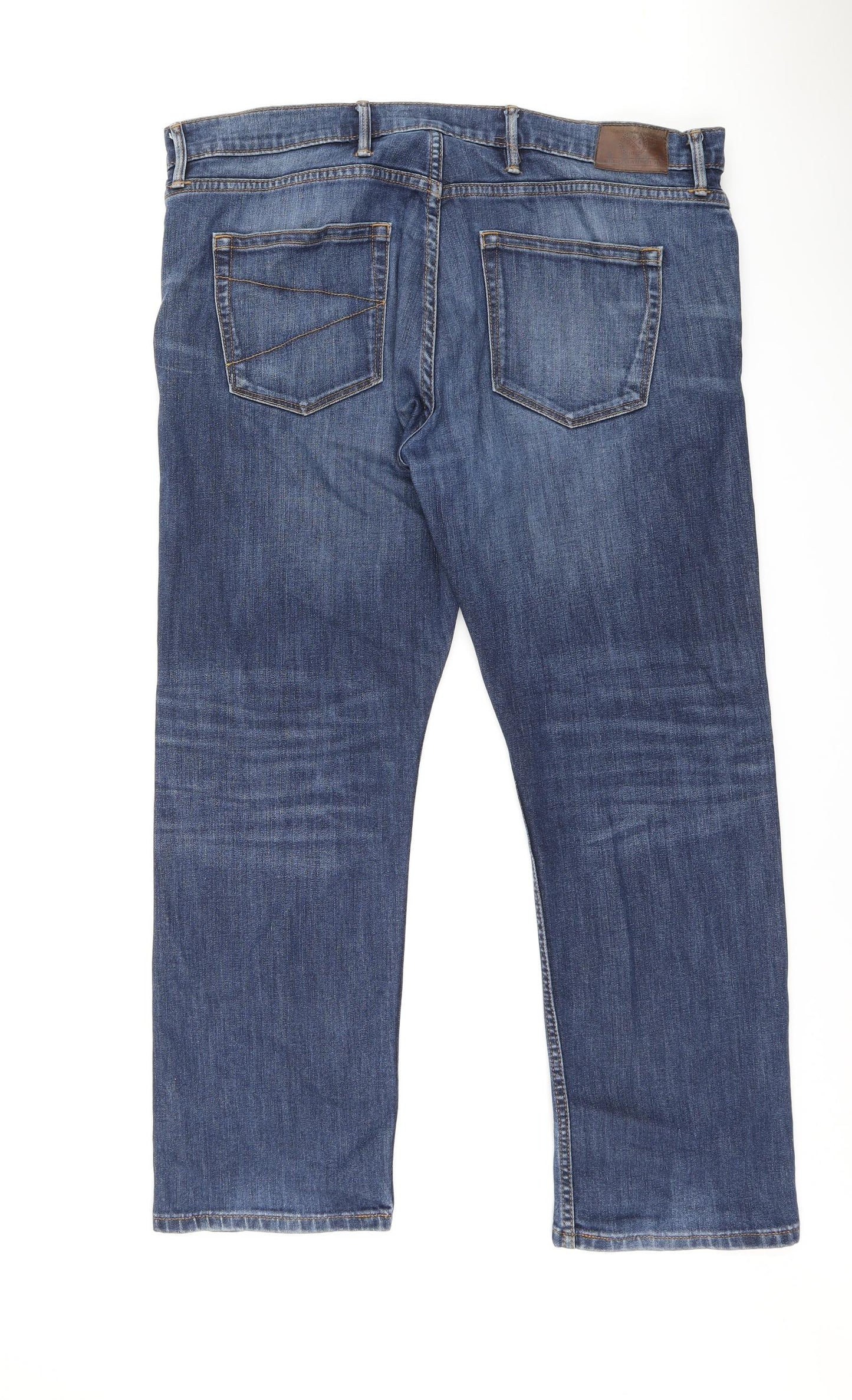 Blue Harbour Mens Blue Cotton Straight Jeans Size 38 in L28 in Regular Zip