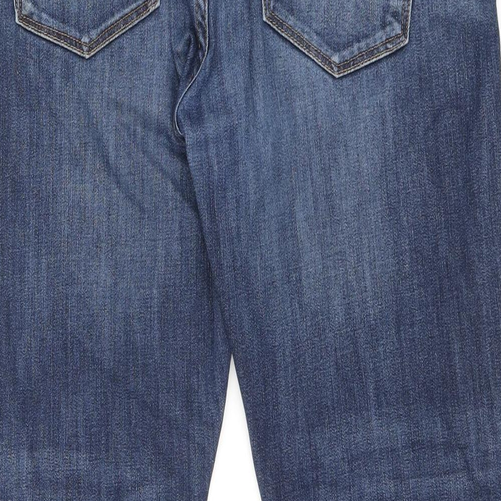 Blue Harbour Mens Blue Cotton Straight Jeans Size 38 in L28 in Regular Zip