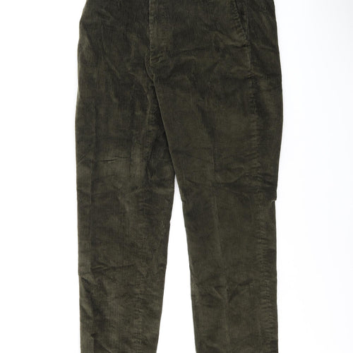 James Hotton Mens Green Cotton Trousers Size 38 in L31 in Regular Zip