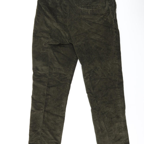 James Hotton Mens Green Cotton Trousers Size 38 in L31 in Regular Zip