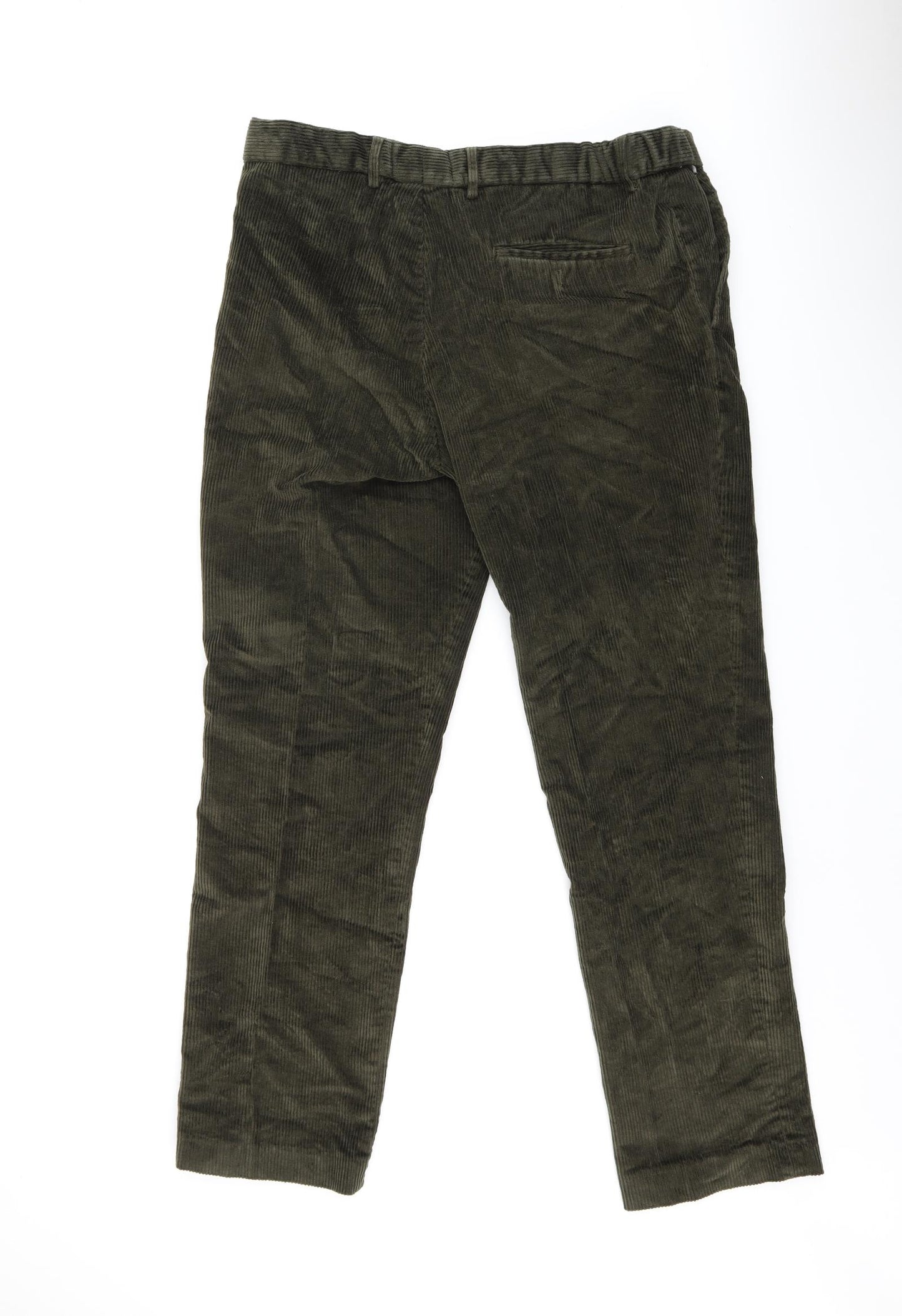 James Hotton Mens Green Cotton Trousers Size 38 in L31 in Regular Zip