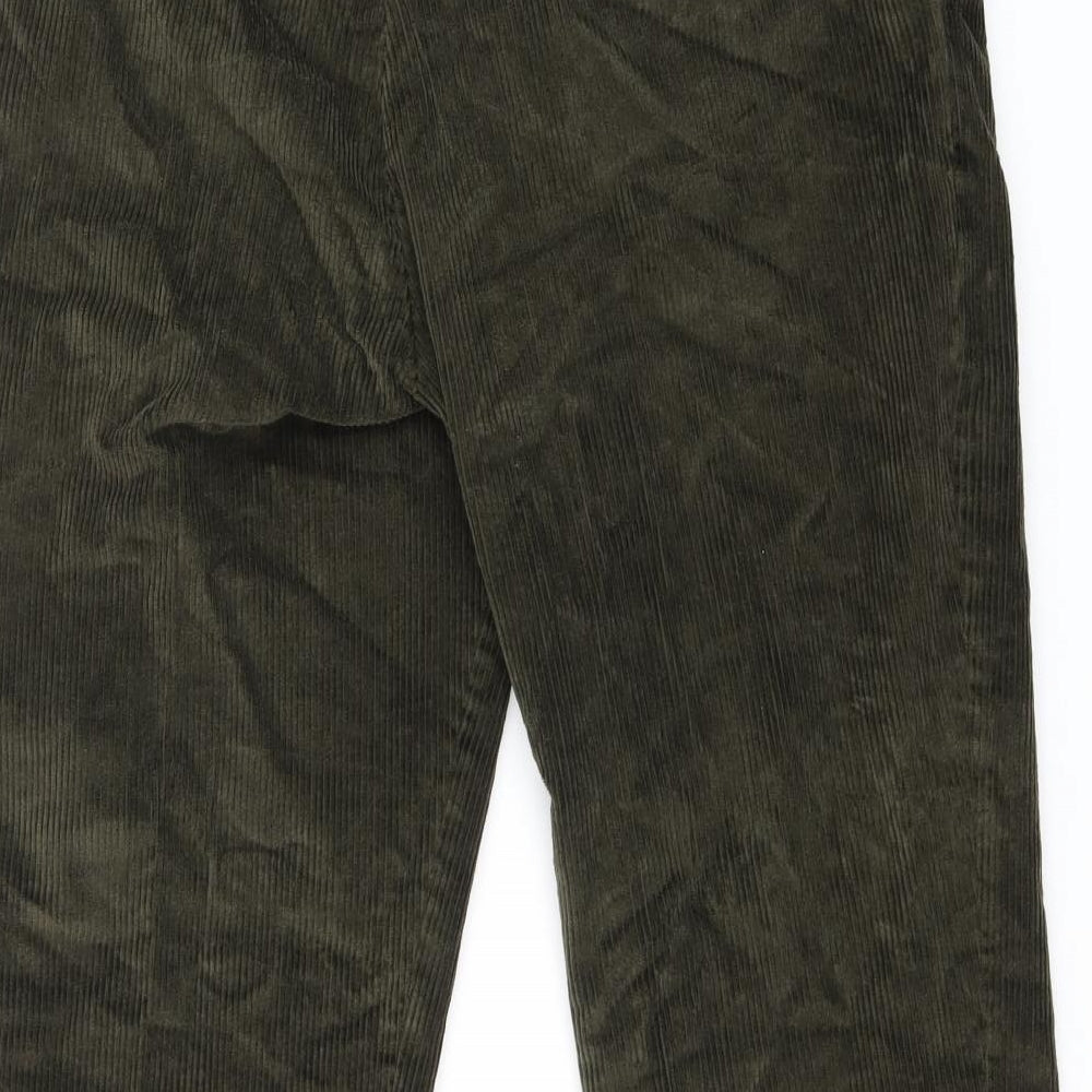 James Hotton Mens Green Cotton Trousers Size 38 in L31 in Regular Zip