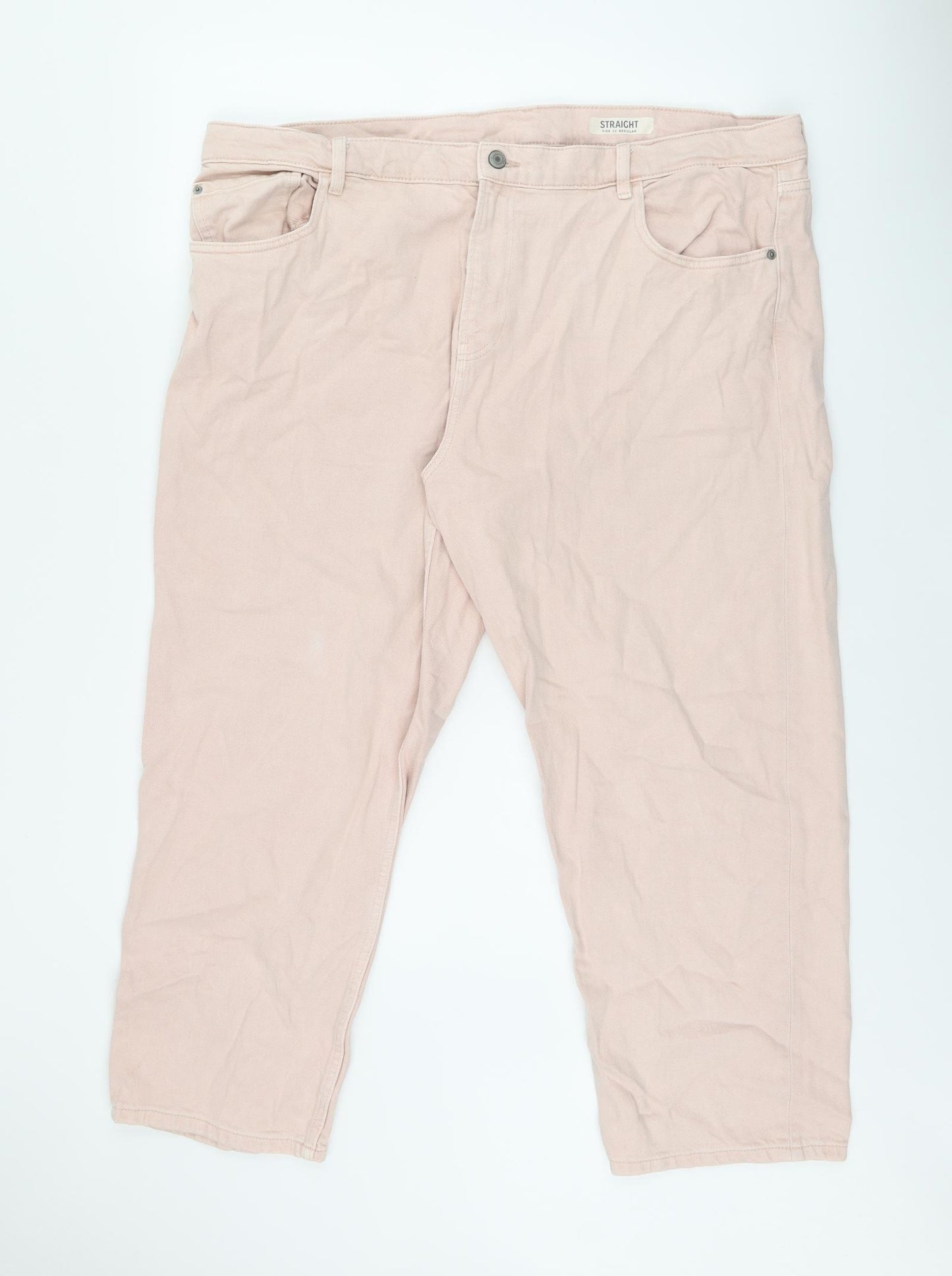 Marks and Spencer Womens Pink Cotton Cropped Jeans Size 22 L24.5 in Regular Zip