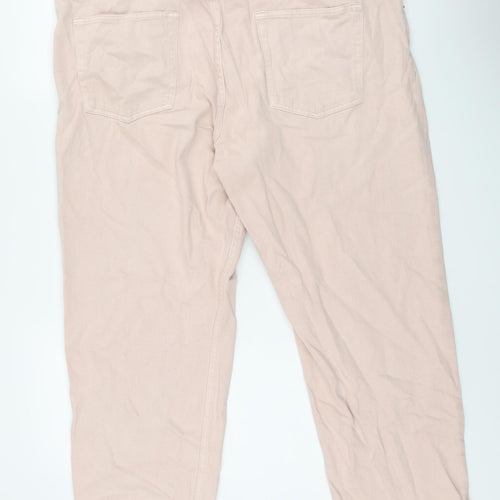 Marks and Spencer Womens Pink Cotton Cropped Jeans Size 22 L24.5 in Regular Zip