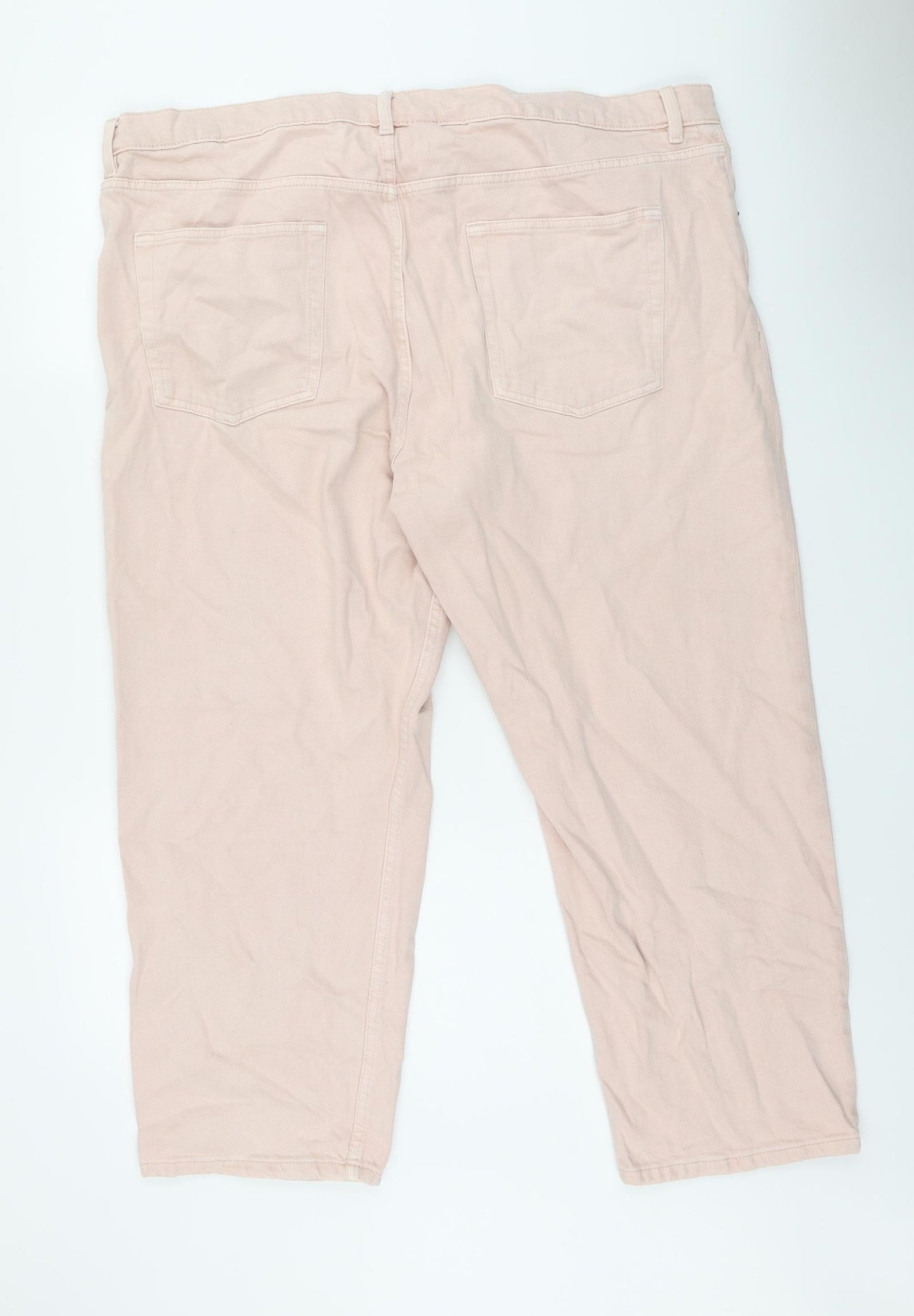 Marks and Spencer Womens Pink Cotton Cropped Jeans Size 22 L24.5 in Regular Zip