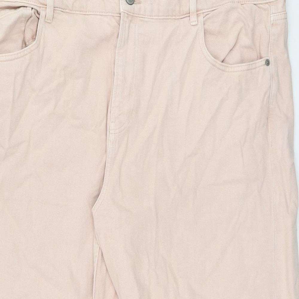Marks and Spencer Womens Pink Cotton Cropped Jeans Size 22 L24.5 in Regular Zip