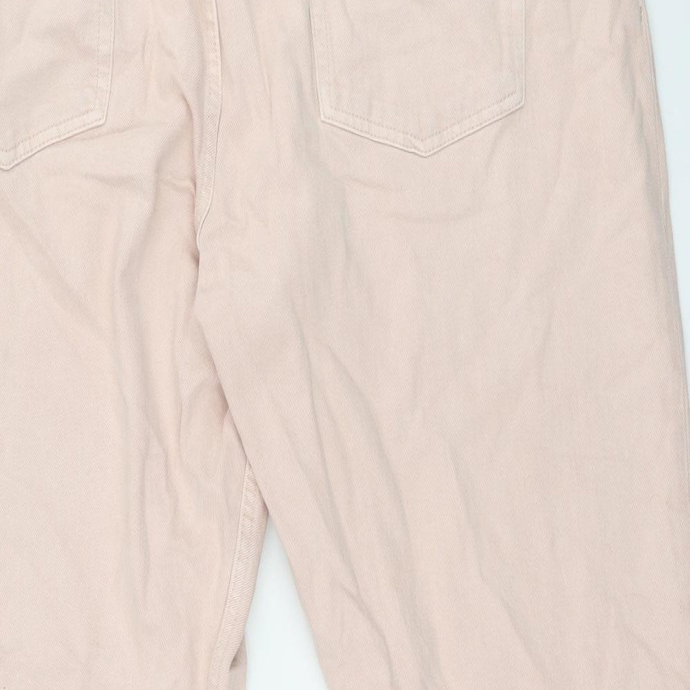 Marks and Spencer Womens Pink Cotton Cropped Jeans Size 22 L24.5 in Regular Zip