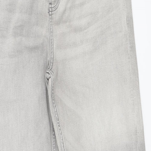 Marks and Spencer Womens Grey Cotton Straight Jeans Size 14 L29 in Regular Zip