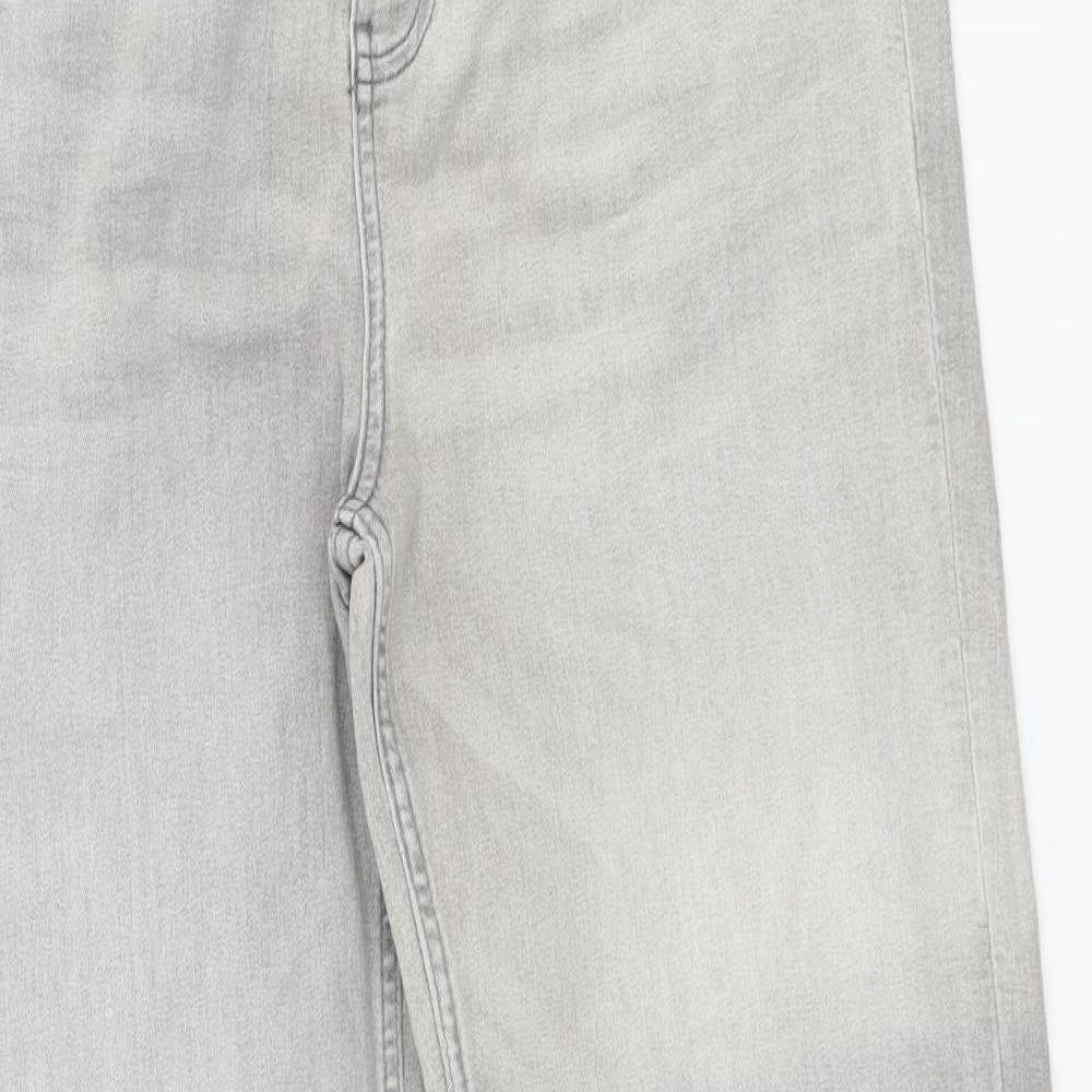 Marks and Spencer Womens Grey Cotton Straight Jeans Size 14 L29 in Regular Zip
