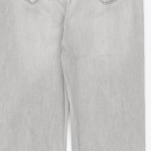 Marks and Spencer Womens Grey Cotton Straight Jeans Size 14 L29 in Regular Zip