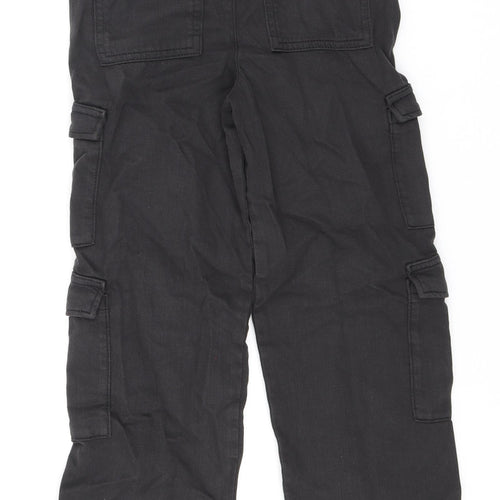 Marks and Spencer Boys Black Cotton Straight Jeans Size 7-8 Years L20 in Regular Zip