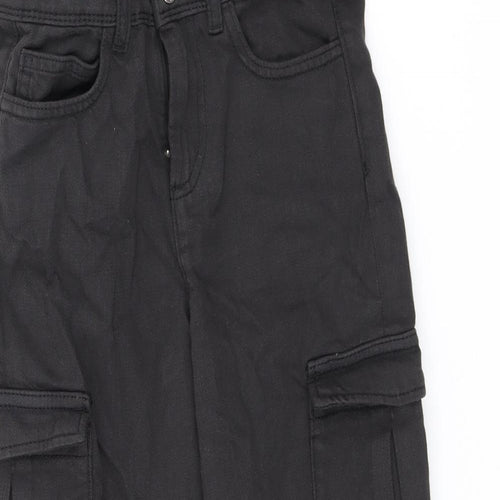 Marks and Spencer Boys Black Cotton Straight Jeans Size 7-8 Years L20 in Regular Zip
