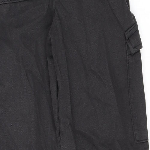 Marks and Spencer Boys Black Cotton Straight Jeans Size 7-8 Years L20 in Regular Zip