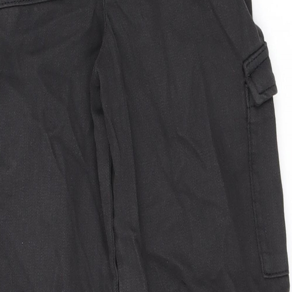 Marks and Spencer Boys Black Cotton Straight Jeans Size 7-8 Years L20 in Regular Zip