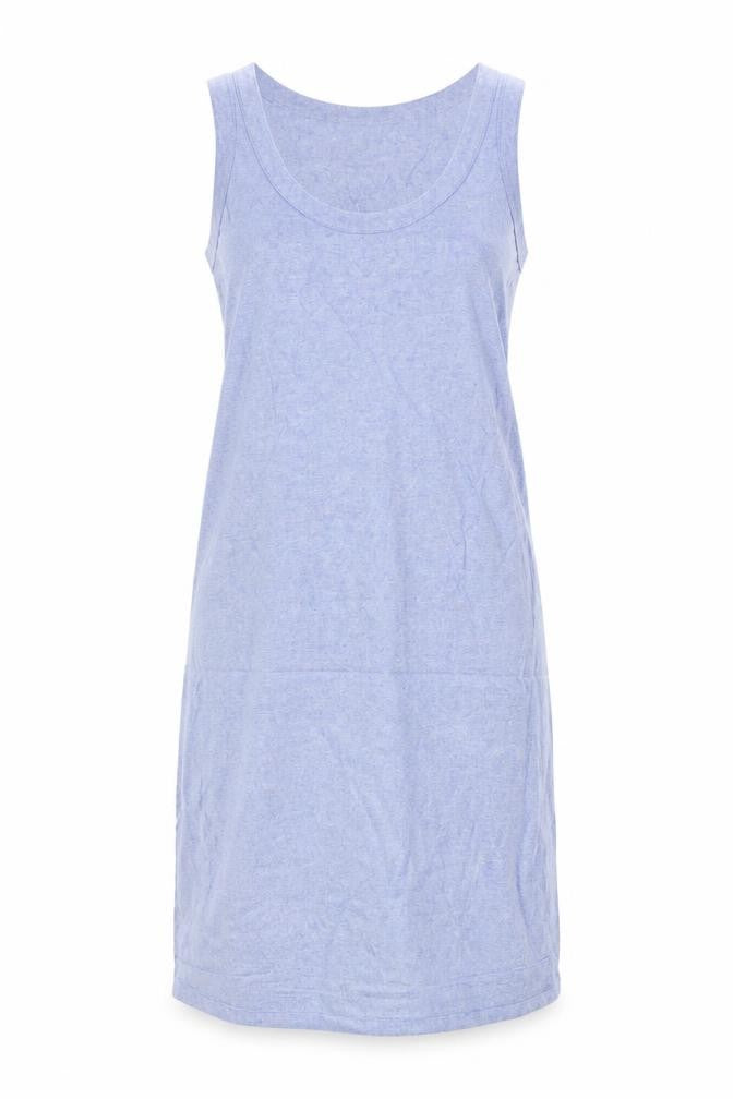 Marks and Spencer Womens Blue Linen Tank Dress Size 6 Scoop Neck Pullover