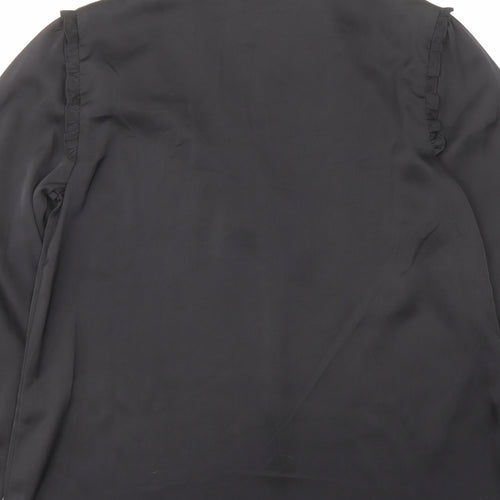 Lipsy Womens Black Polyester Basic Blouse Size 6 V-Neck - Embellished