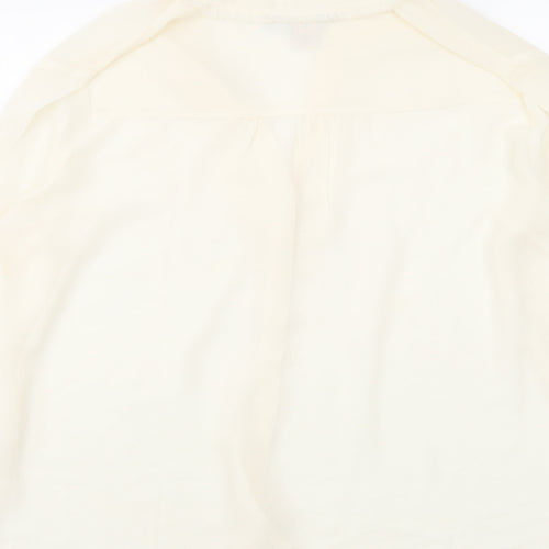 FOREVER 21 Womens Ivory Polyester Basic Button-Up Size M V-Neck