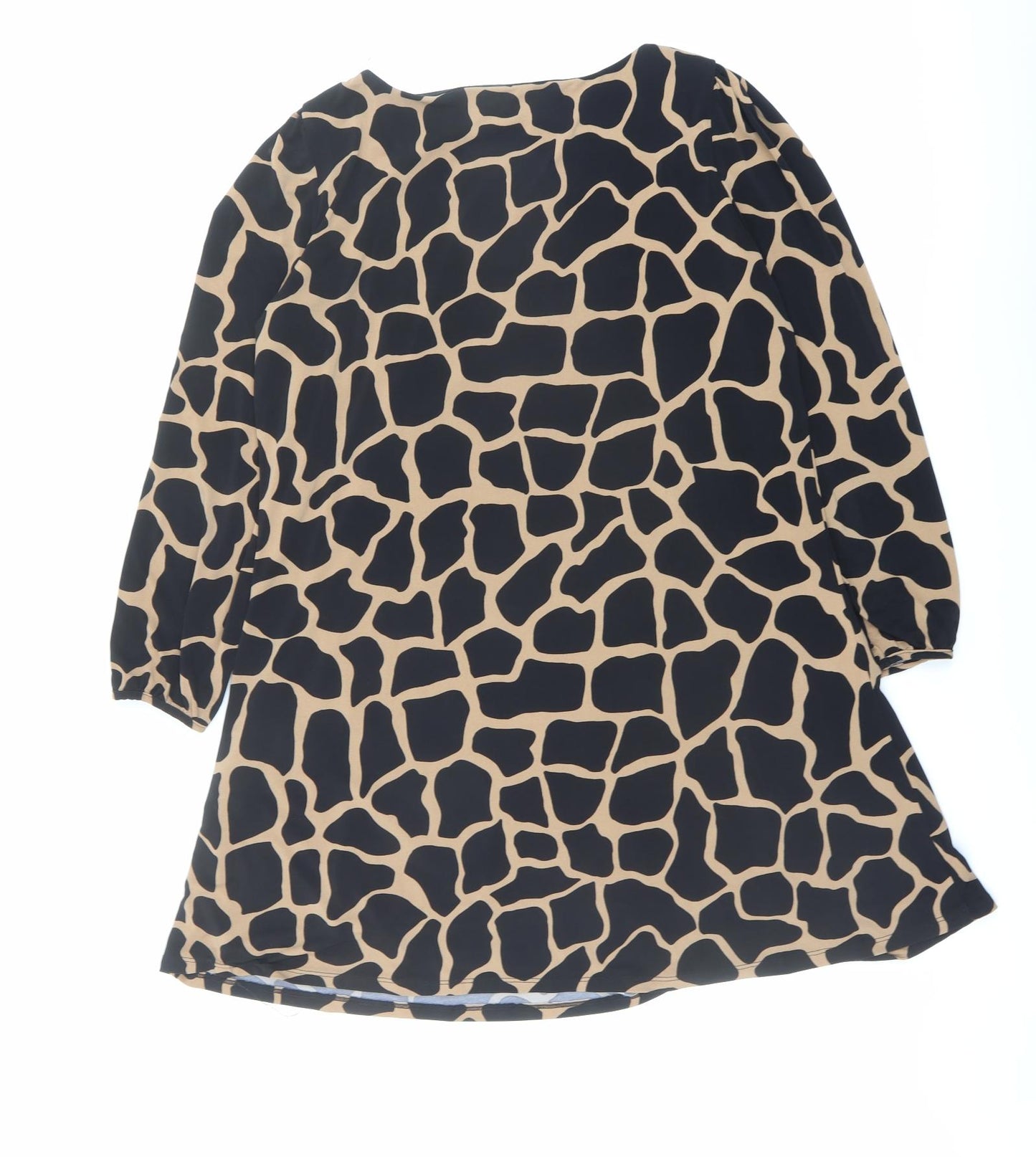 Wallis Womens Black Animal Print Polyester A-Line Size 14 Boat Neck Pullover - Giraffe pattern