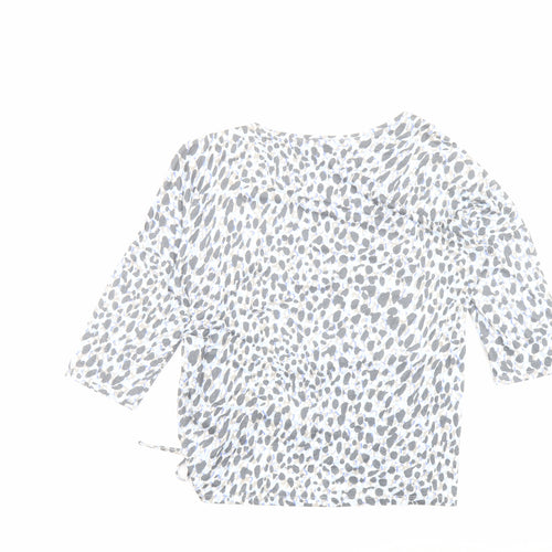 Phase Eight Womens Blue Animal Print Polyester Basic Blouse Size 12 Boat Neck - Ruched Detail