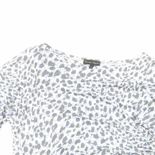 Phase Eight Womens Blue Animal Print Polyester Basic Blouse Size 12 Boat Neck - Ruched Detail