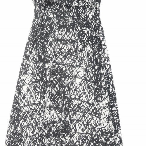 Betty Jackson Womens Black Geometric Viscose Maxi Size 10 V-Neck Pullover
