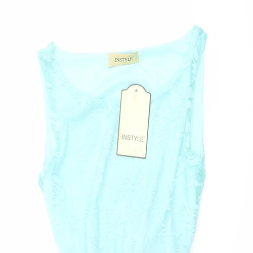 Instyle Womens Blue Polyester A-Line Size S Boat Neck Pullover